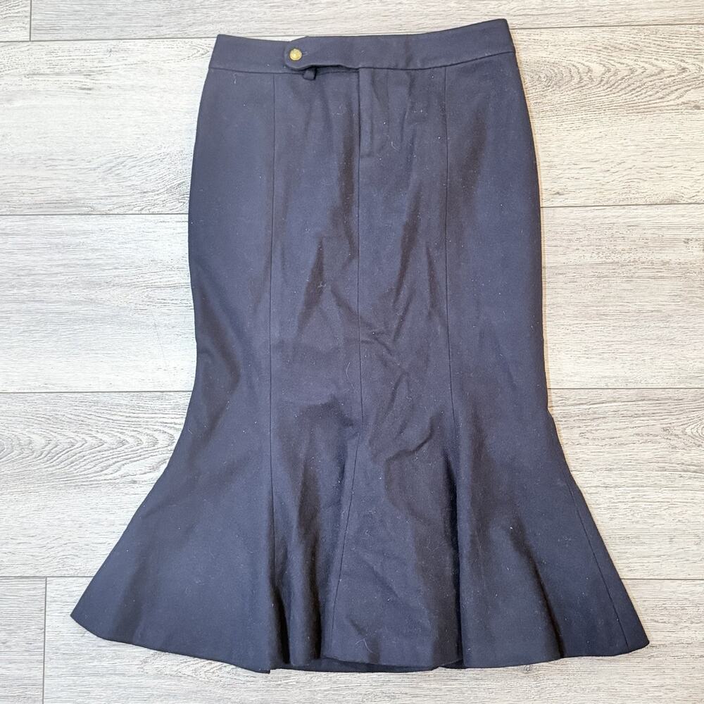 Lauren Ralph Lauren Women's Wool Skirt Size 4 Navy Trumpet Mermaid Preppy Classy
